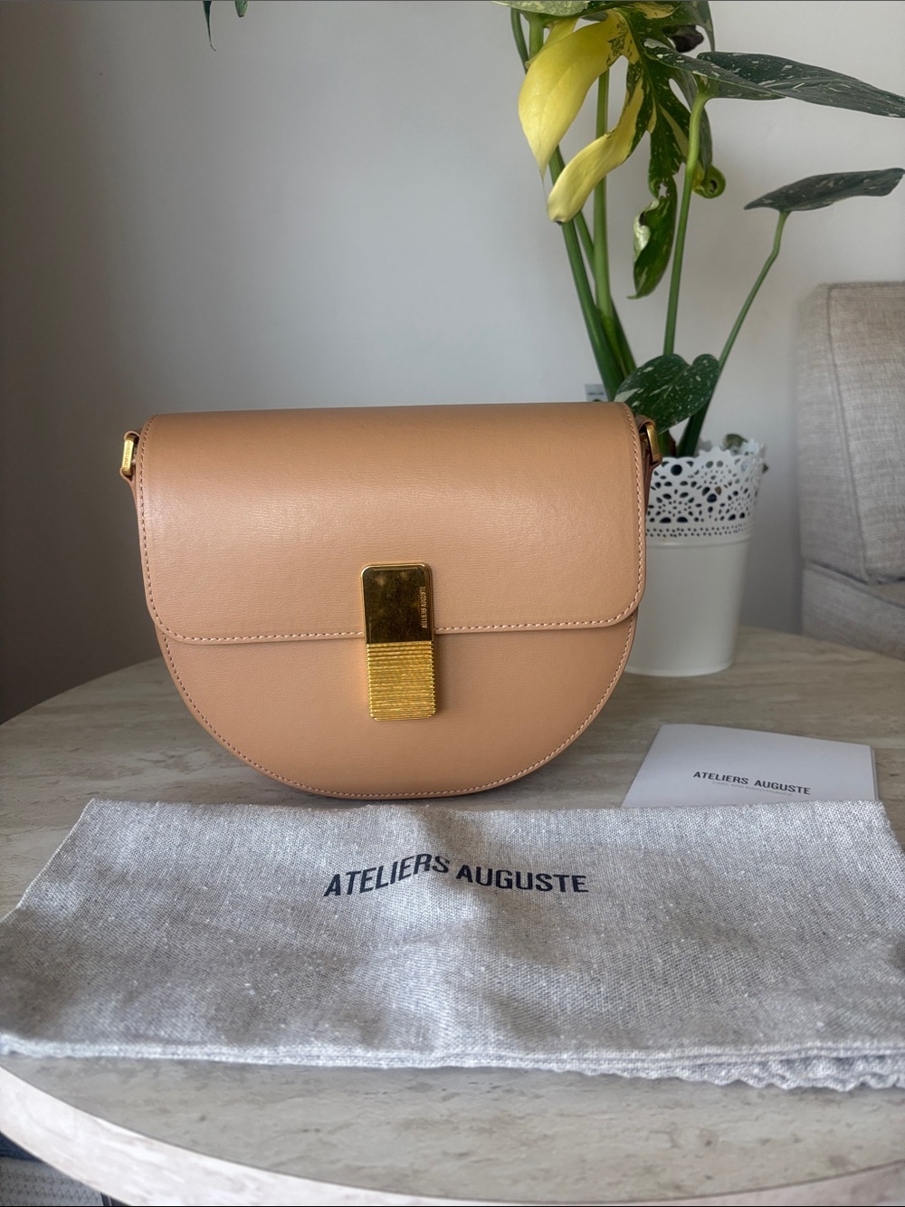 Ateliers Auguste Sully Gold Edition Hazelnut Leather Crossbody Bag